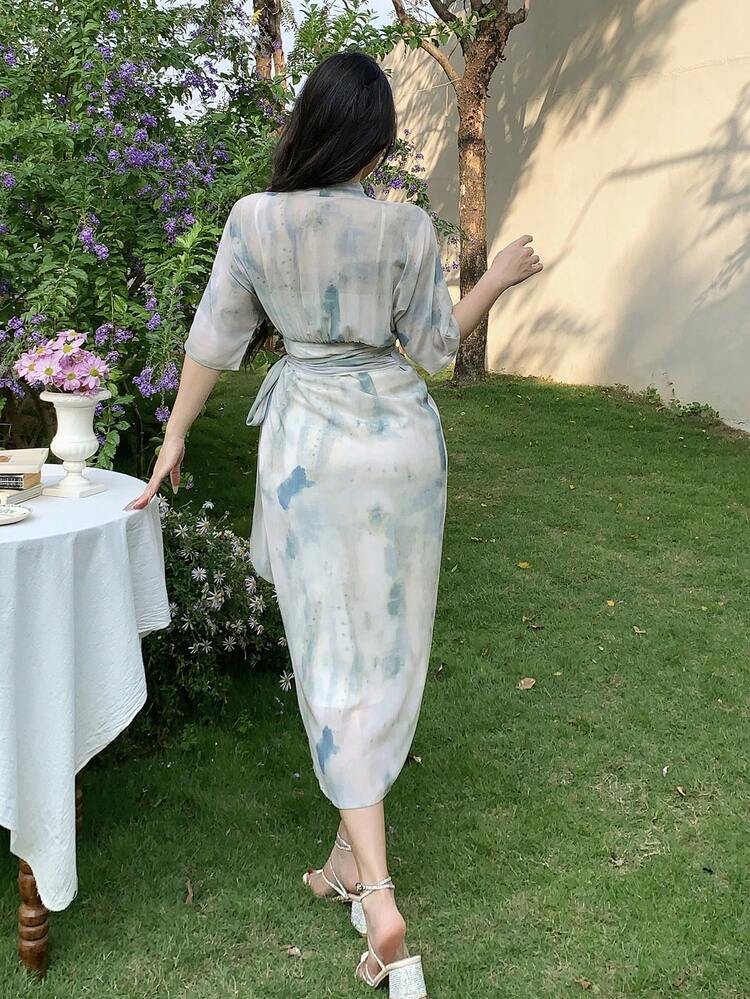 New Spring/Summer Office Wear Bodycon Full Print Dress For Women Sundress