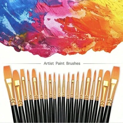 10pcs/Set Black Nylon Hair Watercolor Paint Brush Pen Set, Learning DIY Oil Acrylic Painting Art Paint Brushes,Supplies New Year's Gift,Student Office Gift.Body Face Rock Canvas Artist Brushes, Students' And Adult Painting Art Crafts Supplies, Paint, Paint Brushes, Painting Supplies, Arts And Crafts,Back To School,School Supplies,Fall Decor