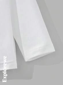 SHEIN Young Boy Long Sleeve T-Shirts, Spring/Autumn Base Layer Tops - White - View 5