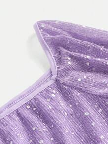 SHEIN 2024 青少年女孩秋冬派对亮片长袖紧身连衣裙，适合返校 - 紫色 - 查看 3