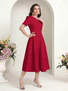 Modelyn 女士优雅简约短袖休闲连衣裙