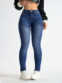 EMERY ROSE Women's Pocket Jeggings, Casual Versatile Skinny Jeans - Medium Wash - View 6