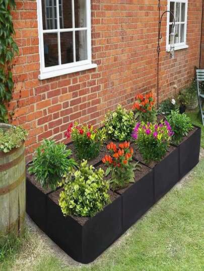 1pc Large 57 Gallon & 27 Gallon Garden Felt Planting Bag, 8 Grids & 4 Grids Portable Rectangle Plant Grow Bag, Durable Outdoor Gardening Planter Pot For Growing Vegetables, Herbs, Flowers, Potatoes, Carrots, Chillies (Multi-Grid)