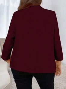 SHEIN Unity Plus Size Solid Color Rolled Sleeve Blazer Graduation,Back To School,Teacher Outfits For Women Fall Cloth For Women Autumn - Burgundy - View 2