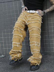 Manfinity EMRG Jeans de mezclilla casuales y sencillos para hombre, de uso diario