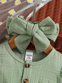 SHEIN Vintaside Kids 2 pezzi Vestito e fascia per capelli da bambina con dettagli in rete, ricami floreali e volant per l'estate, ideale per picnic e feste all'aperto