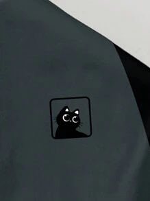 Claim Dot Plus Size Men's Colorblock Raglan Sleeve T-Shirt, Black & Gray - Multicolor - View 2