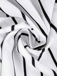 SHEIN LUNE Plus Size Women Patchwork Striped Casual Midi Dress - Multicolor - View 4