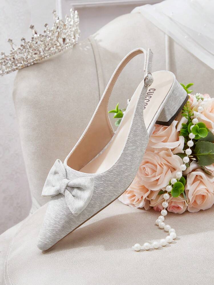 CUCCOO HITCHD White Lace Women's Pointed Toe Low Heel Pumps, Elegant For Commute, Dating, Wedding, Office, Formal Occasions