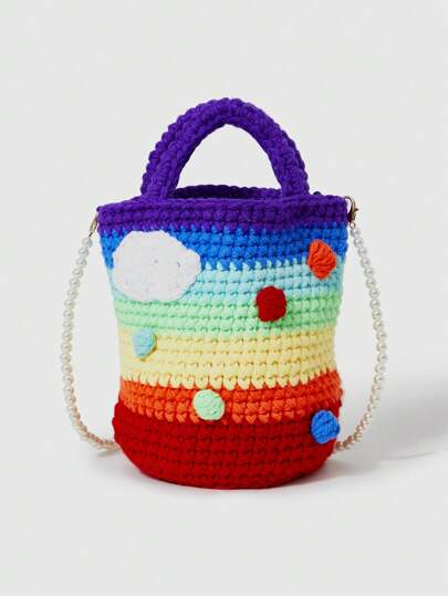 Kawaii Modische gestrickte Kettengurt Umhängetasche im Beuteltaschenstil