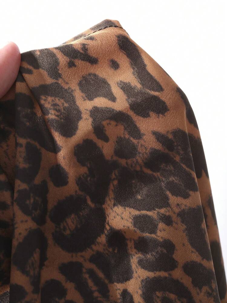 Leopard Print Fitted Short Nightgown Pajama