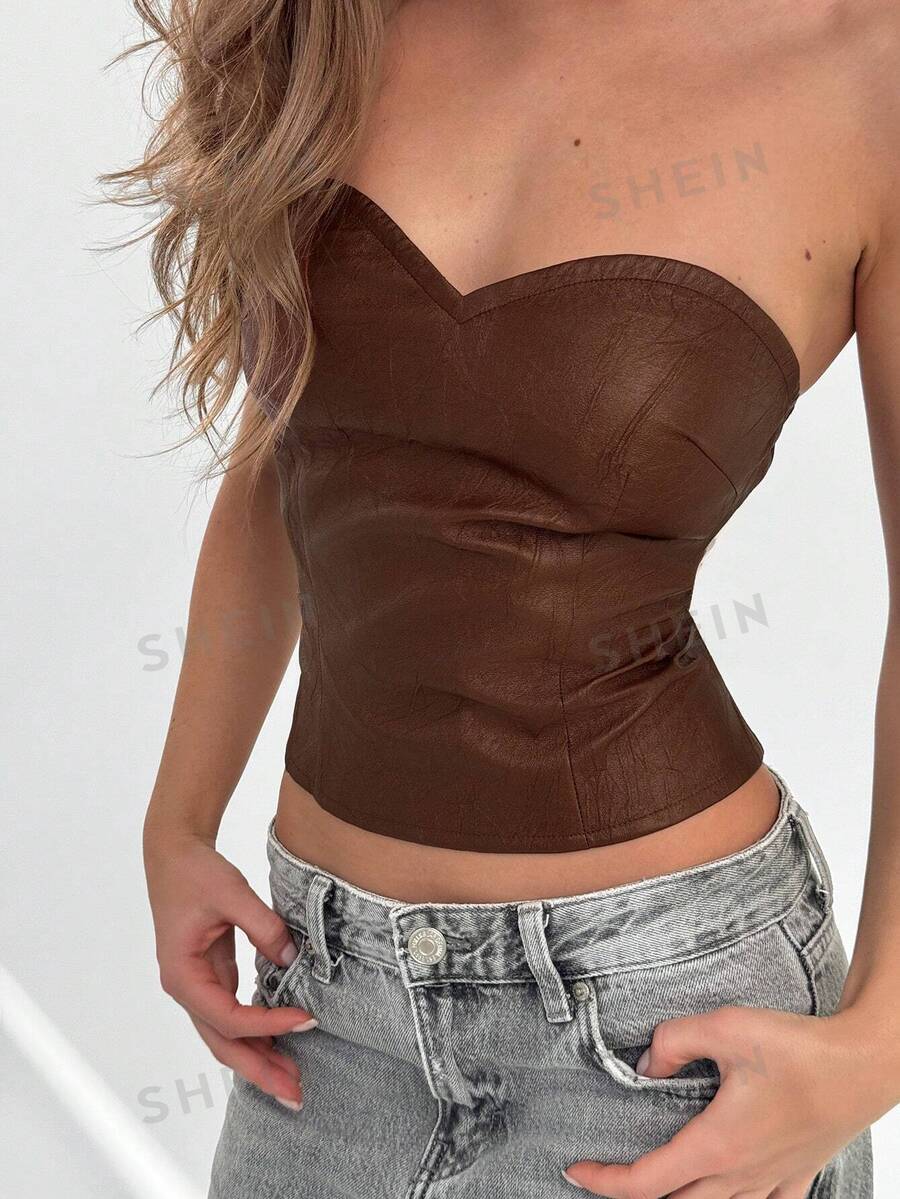 Aloruh Top recogido con jacquard burdeos vintage que deja al descubierto el ombligo, ajustado para fiesta de cóctel, sexy para mujer