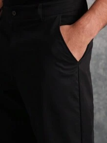 SUMWON Pantalones chinos de ajuste para patinadores profesionales, pantalones casuales clásicos de negocios para viajes, pantalones cómodos con estiramiento para todas las estaciones, ropa de oficina - Negro - Ver 8