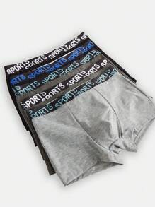 5-Pack Tween Boys' Colorblock Letter Elastic Waist Boxer Briefs, Casual Sportswear