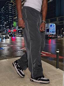 Manfinity VCAY Men's Street Style Loose Woven Straight Leg Casual Pants