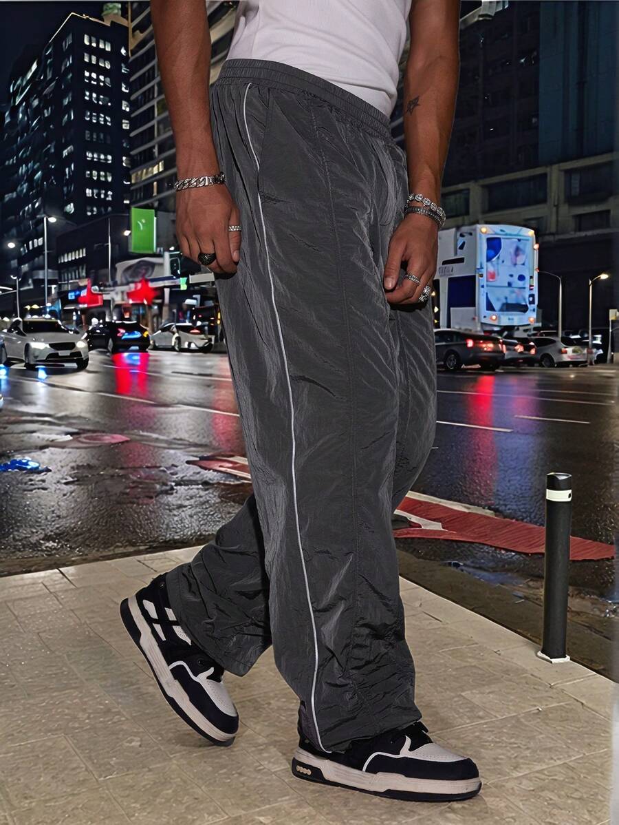 Manfinity VCAY Men's Street Style Loose Woven Straight Leg Casual Pants