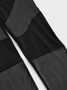 Manfinity Sport Corelite Leggings deportivos casuales minimalistas de ajuste ceñido con parches de unicolor para hombres