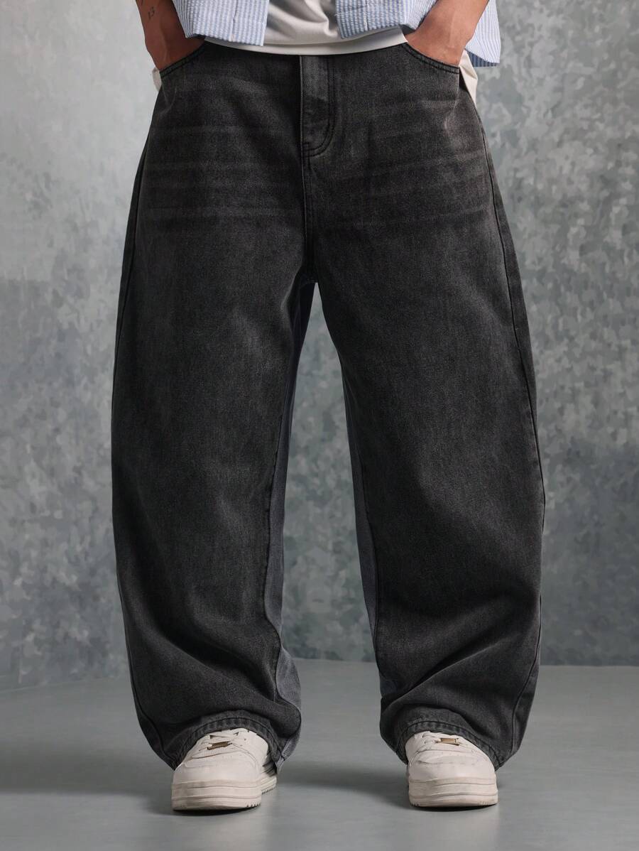 SUMWON 优质滑板版型阔腿牛仔裤，宽松牛仔裤，舒适的街头时尚，非常适合都市休闲风格 - 彩色 - 查看 1