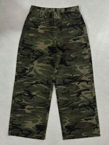 DAZY Pantalones vaqueros sueltos y casuales de verano para mujer con estampado de leopardo