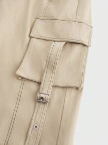 Manfinity VCAY Plus Size Men's Street Style Woven Loose Pocket Contrast Stitching Cargo Pants