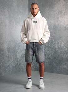 SUMWON Casual Oversized Statement Hoodie Premium Sweatshirt Winter Fall Loungewear Streetwear Urban Fashion Minimalist Design Pull Over Hoodie Relaxed Fit