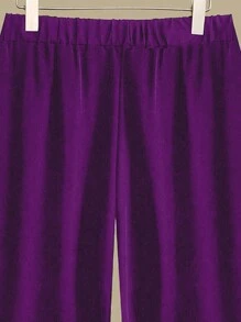 Linhara Women's Plus Size Floral Print Round Neck Short Sleeve Top And Elastic Waist Crossover Hem Pants Set, For Summer