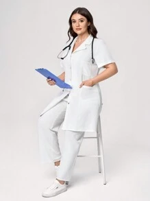 TaskEZ 大码护理服，带口袋的短袖上衣和长裤