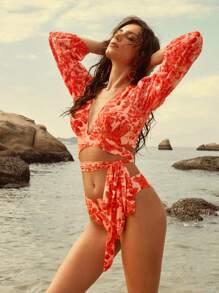 Anewsta Women Swimwear Set, Long Sleeve Top And Bottom, Minimalist & Fashionable For Casual Daily Use Summer - Multicolor - View 1