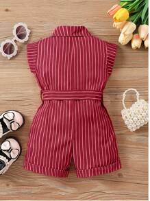 SHEIN Baby Girl Vacation/Leisure Striped Romper