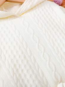 SHEIN 青少年女孩纹理针织连帽衫和 A 字裙休闲装