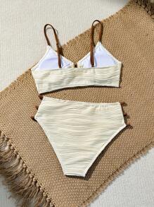 SHEIN Y2K Style Teen Girls Bikini Set, Fashionable Minimalist U-Neck Hollow Out Swimwear, Suitable For Summer, Beach, Vacation