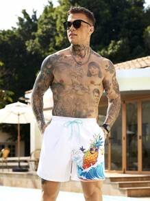 Surfspeed Pantalones cortos de playa casuales y de diseño minimalista para hombres, para uso diario - Blanco - Ver 6