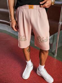 PAVTROS Short bermuda Manfinity Streetrush à jambes larges avec broderie de boxe, style streetwear américain, sport et fitness, pour la Saint-Valentin, rose - Rose bonbon - Voir 5