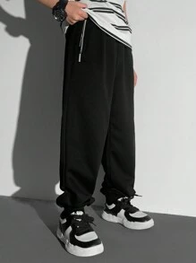 SHEIN Minimalistische mode casual trainingsbroek met rits voor jongens, dagelijkse kleding