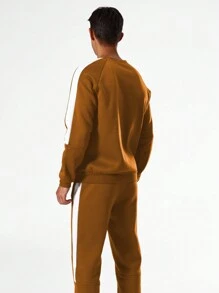 Manfinity Running Men's Color Block Patchwork Sweatshirt & Sweatpants Sports Suit