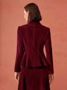 MOTF PREMIUM VELVET SINGLE BUTTON PEPLUM BLAZER