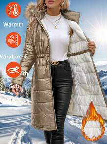 SHEIN Clasi Women's Quilted Zip-Up Warm Thermal Lined Jacket