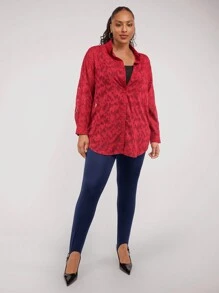 SHEIN Clasi Black Knit Elastic Plus Size Stirrup Leggings - Navy Blue - View 5