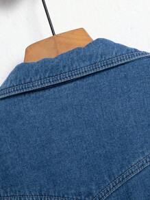 Manfinity Homme 男士休闲简约牛仔夹克，适合日常穿着 - 中等水洗藍 - 查看 5