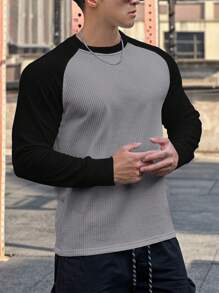 Manfinity Sport Corelite Men's Contrast Color Round Neck Raglan Sleeve Casual Sports T-Shirt