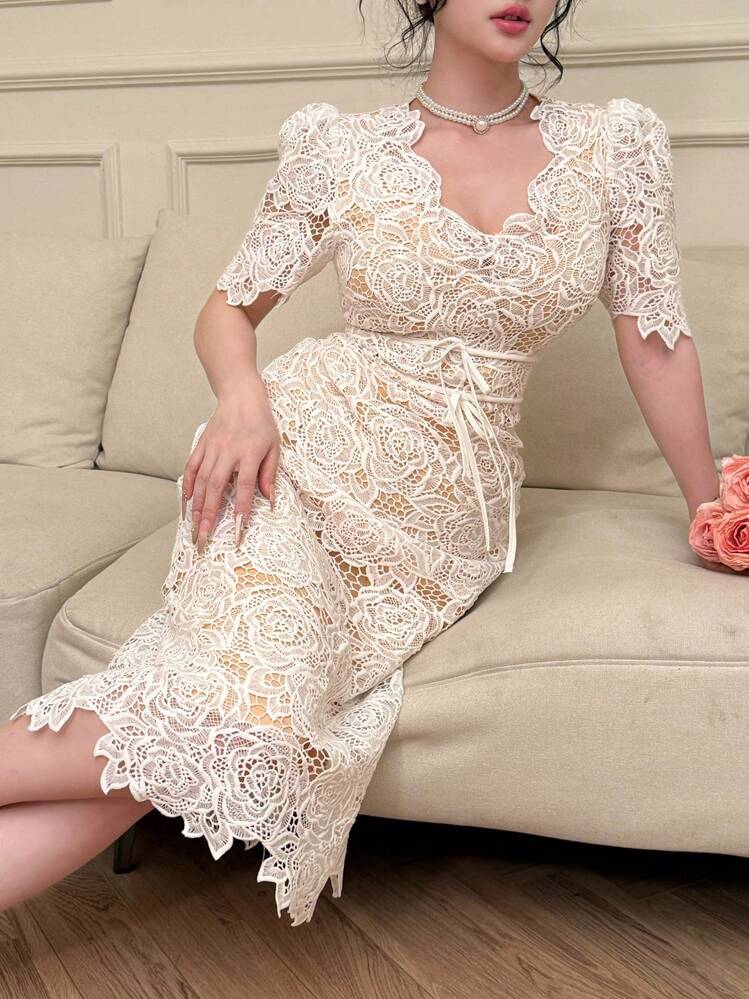casual lace dress design DAZY Women's Lace Dress, Minimalistic Fashion Casual Daily Wear Elegant  Sundress, Formal Women Dresses Luxury Prom Dress Valentine's Day Dress