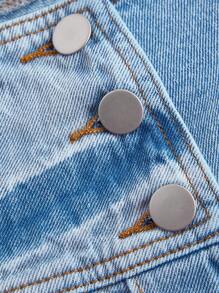 SHEIN MOD Short en jean casual pour femme, minimaliste et pour le port quotidien - Bleu azur - Voir 3