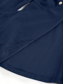 Flirla Plus Size Solid Color Front Button Long Sleeve Casual Jacket