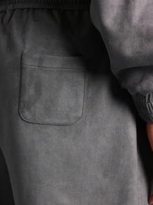 SUMWON Bộ đồ thể thao rộng rãi phối đồ da lộn mùa đông mặc ở nhà, áo hoodie và quần short nỉ, đồ tập thể thao đường phố cao cấp, bộ đồ thoải mái, thể thao giải trí - Xám - Xem 7