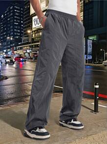 Manfinity VCAY Men's Street Style Loose Woven Straight Leg Casual Pants