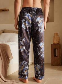 Manfinity ChillVibe Men's Elastic Waist Allover Print Casual Lounge Pants - Multicolor - View 2