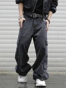 Manfinity EMRG Men's Casual Denim Jeans, Minimalist & Fashionable For Everyday Wear - Black - View 6