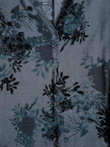 Lacomfia Sukienka damska w stylu arabskim z dekoltem w serek i kwiatowym nadrukiem, skromna