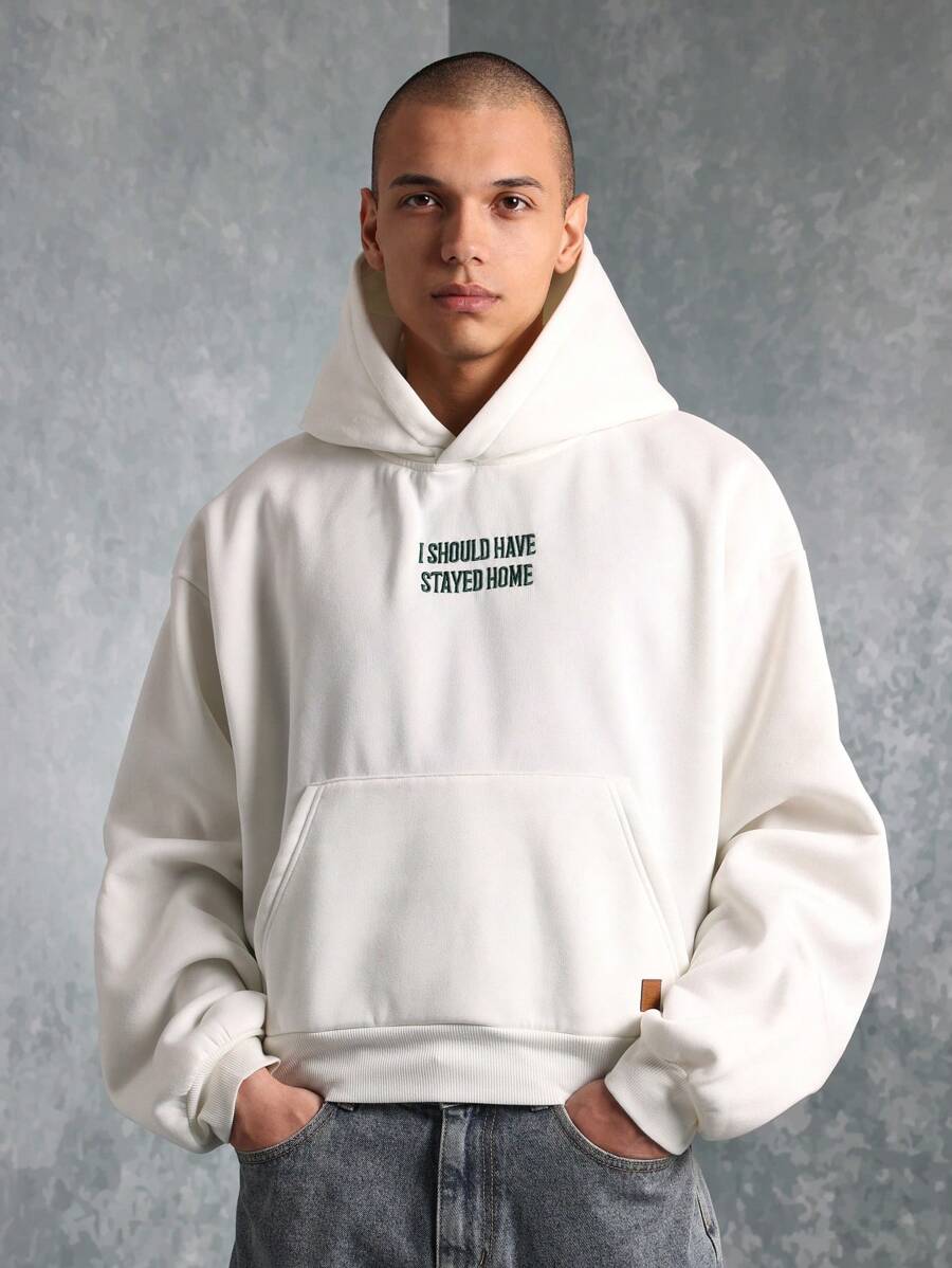 SUMWON Casual Oversized Statement Hoodie Premium Sweatshirt Winter Fall Loungewear Streetwear Urban Fashion Minimalist Design Pull Over Hoodie Relaxed Fit