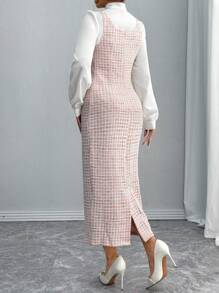 Selianne 优雅时尚法式白领系带长款吊带裙女两件套，秋冬 - 彩色 - 查看 2